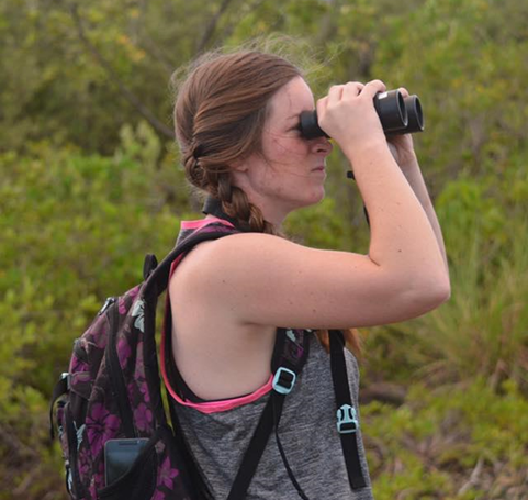Kelly Shotwell participating in the Christmas Bird Count survey with Para la Naturaleza