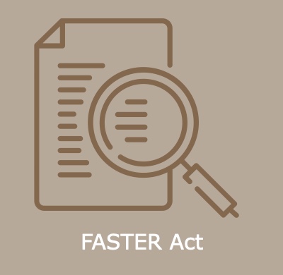 FASTER act text with magnifying glass over a paper icon