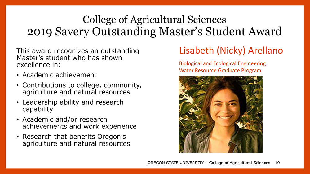 2019 Savery Outstanding Masters’ Student is Lisabeth (Nicky) Arellano