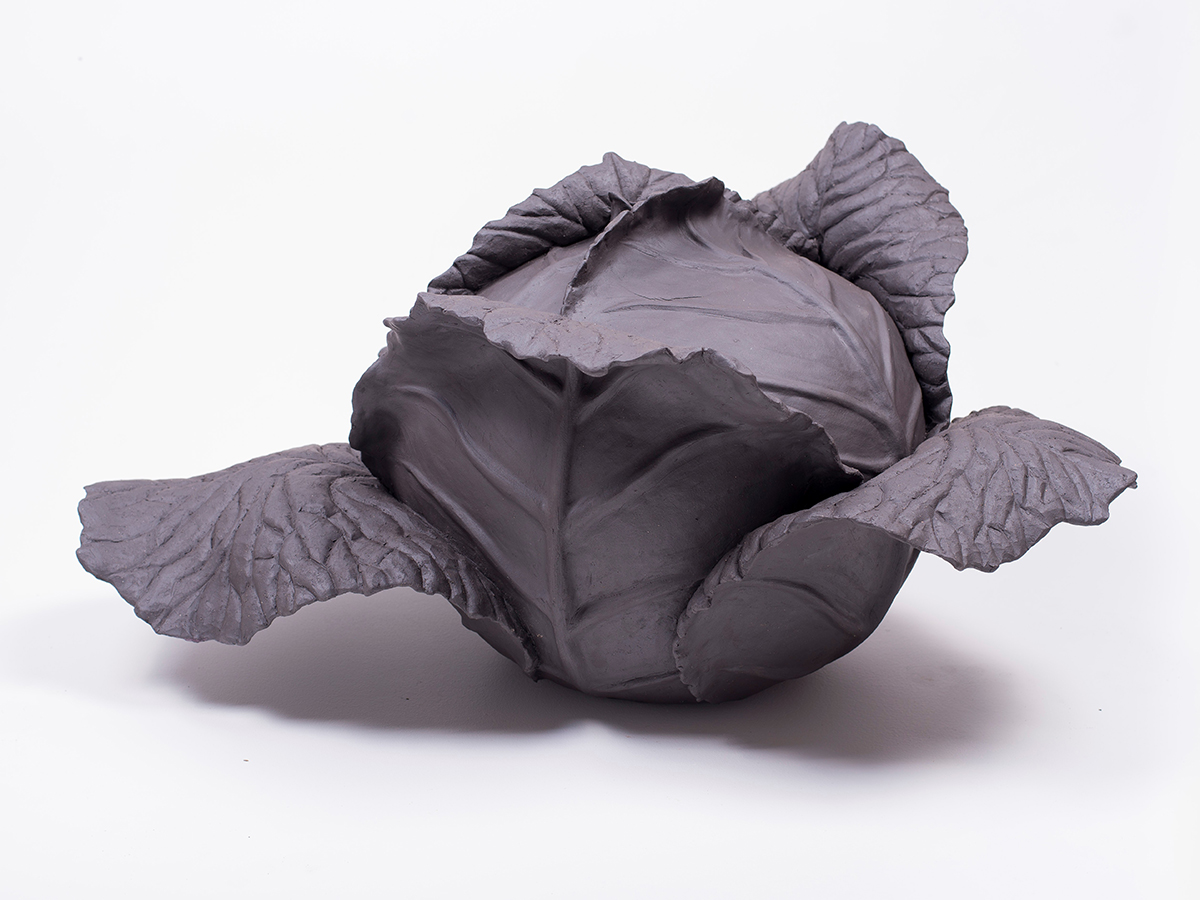 Crista Ames, Unfurl, 2020, ceramic stoneware, 14" x 28" x 22”. 