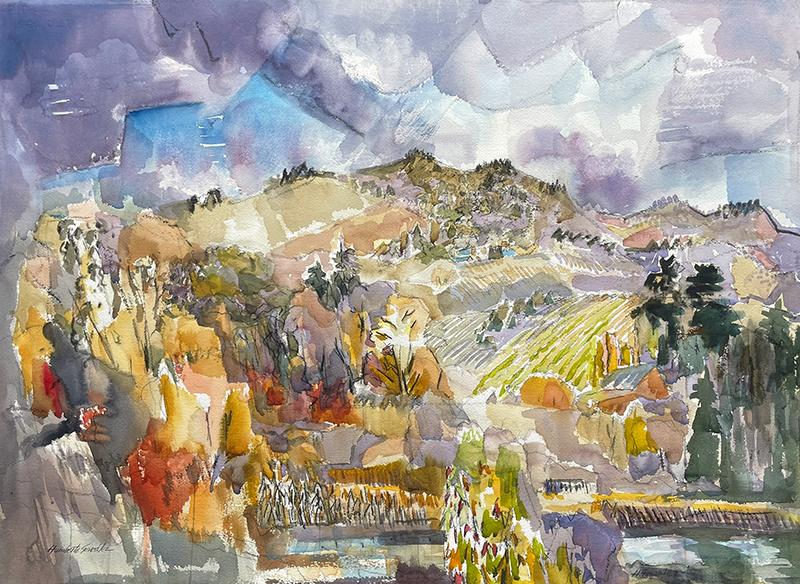 Humberto González, Oregon Autumn, 2010, watercolor, 22” x 30”